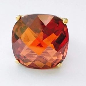 Vintage Cranberry Crystal Cocktail Ring Size 7